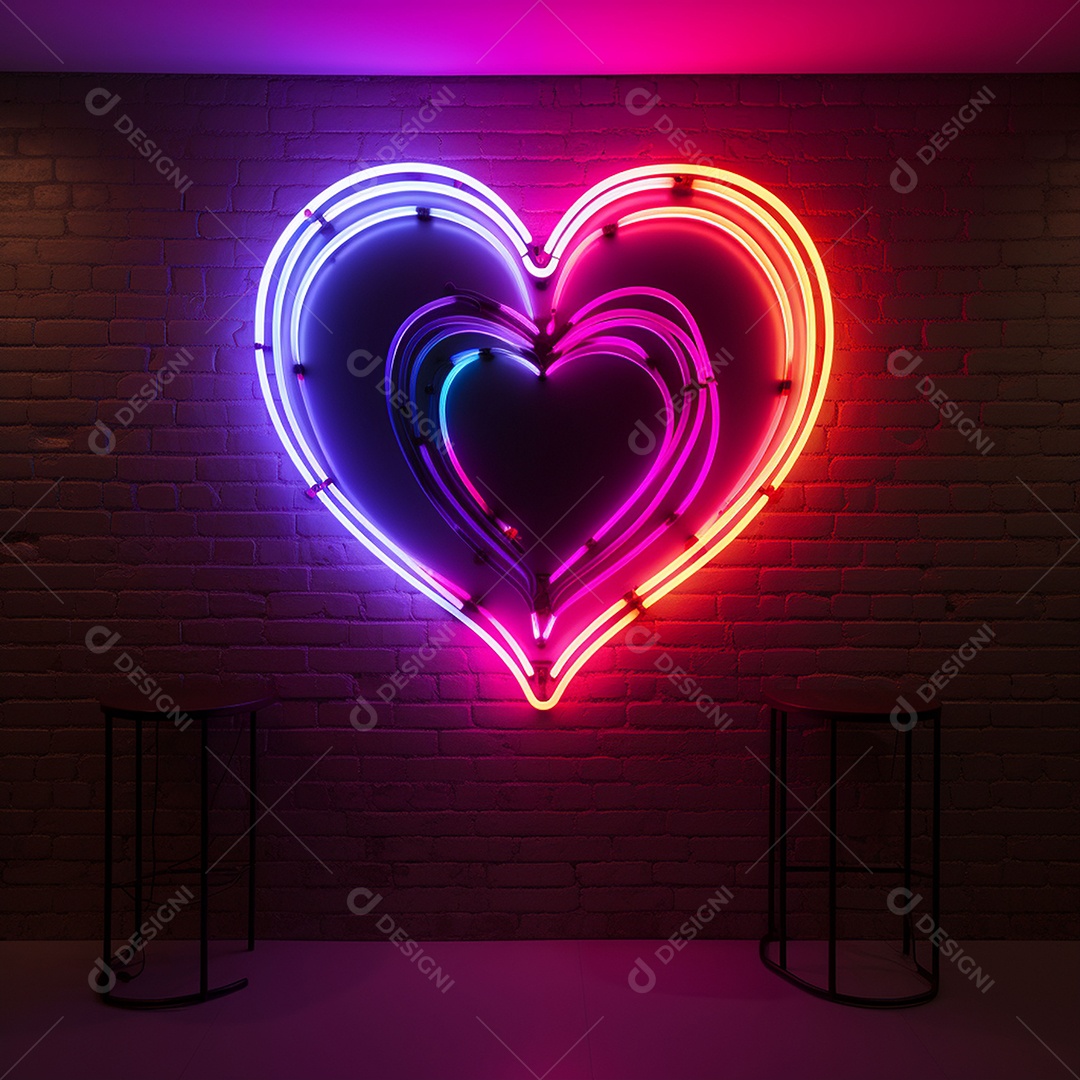 Fundos de palco de parede com luzes de neon