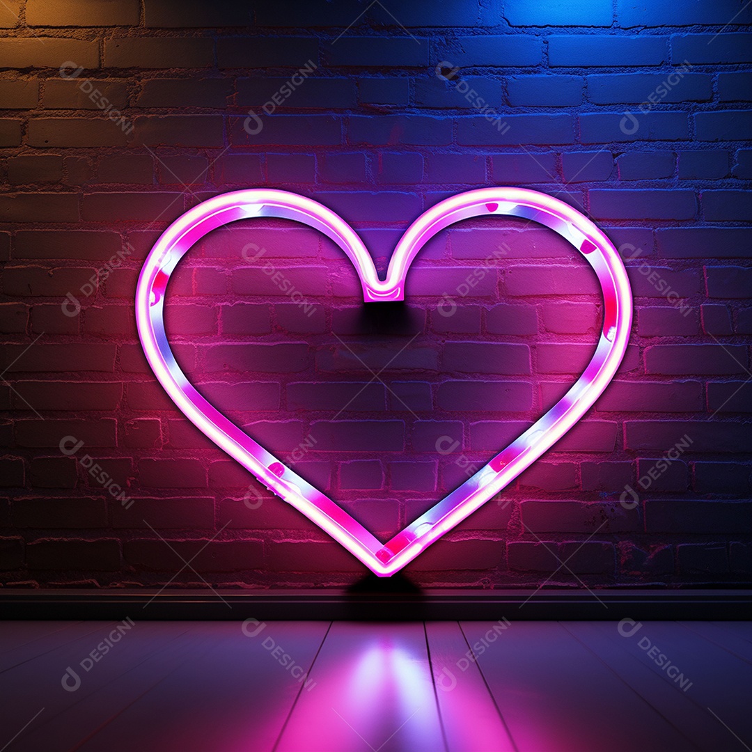 Luzes de neon na parede para corações