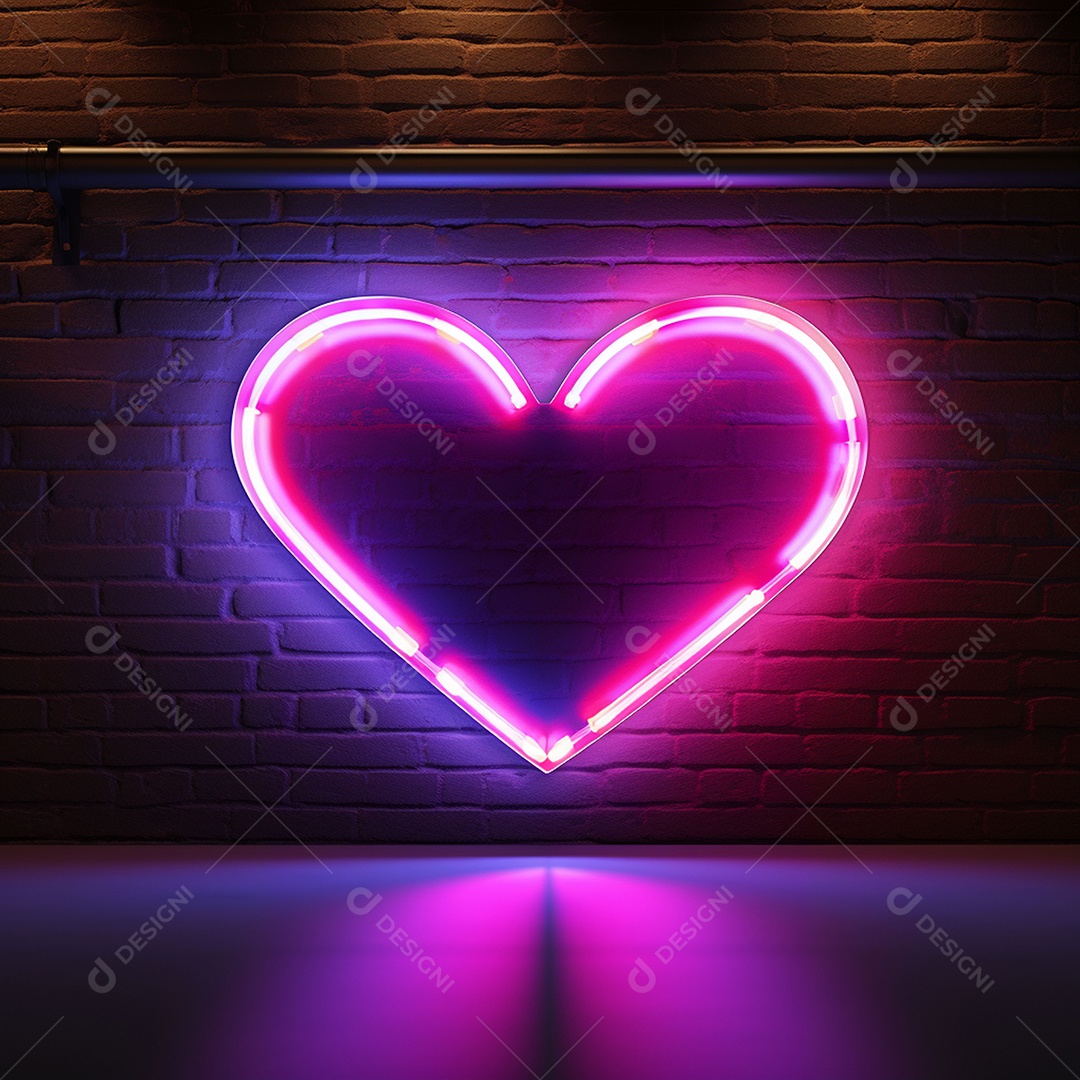 Luzes de neon na parede para corações