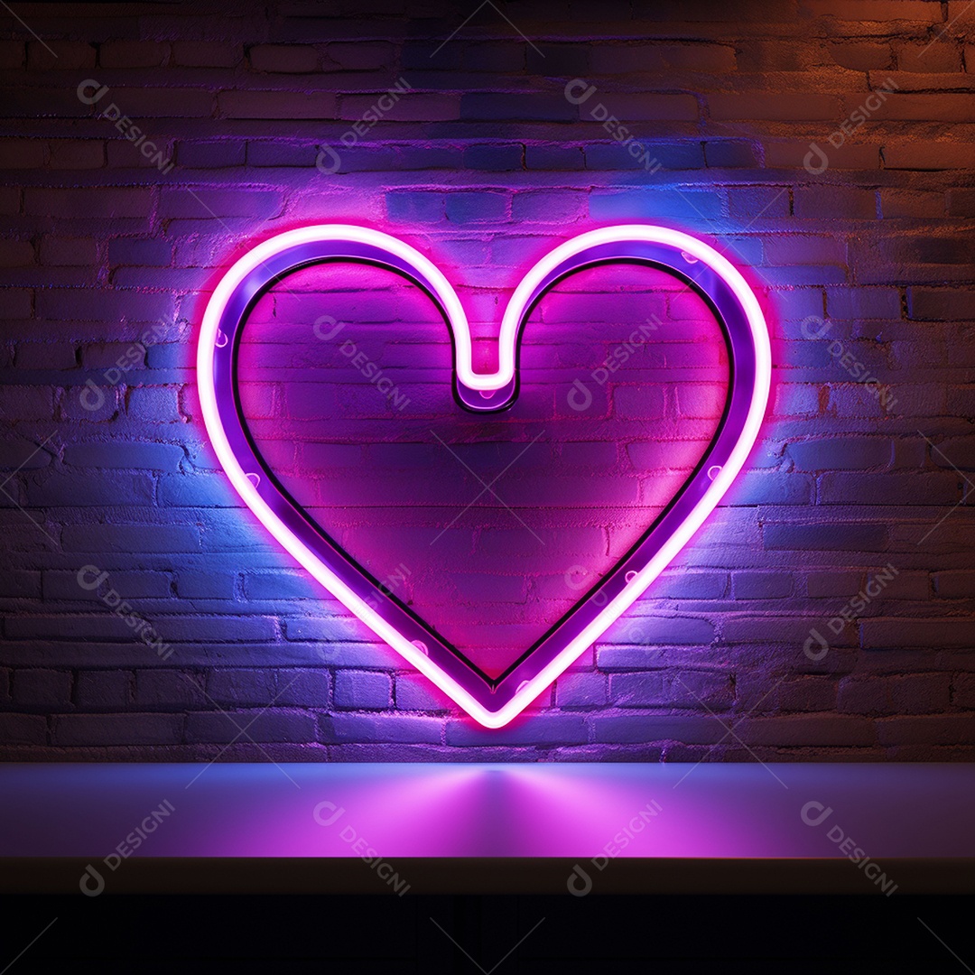 Luzes de neon na parede para corações