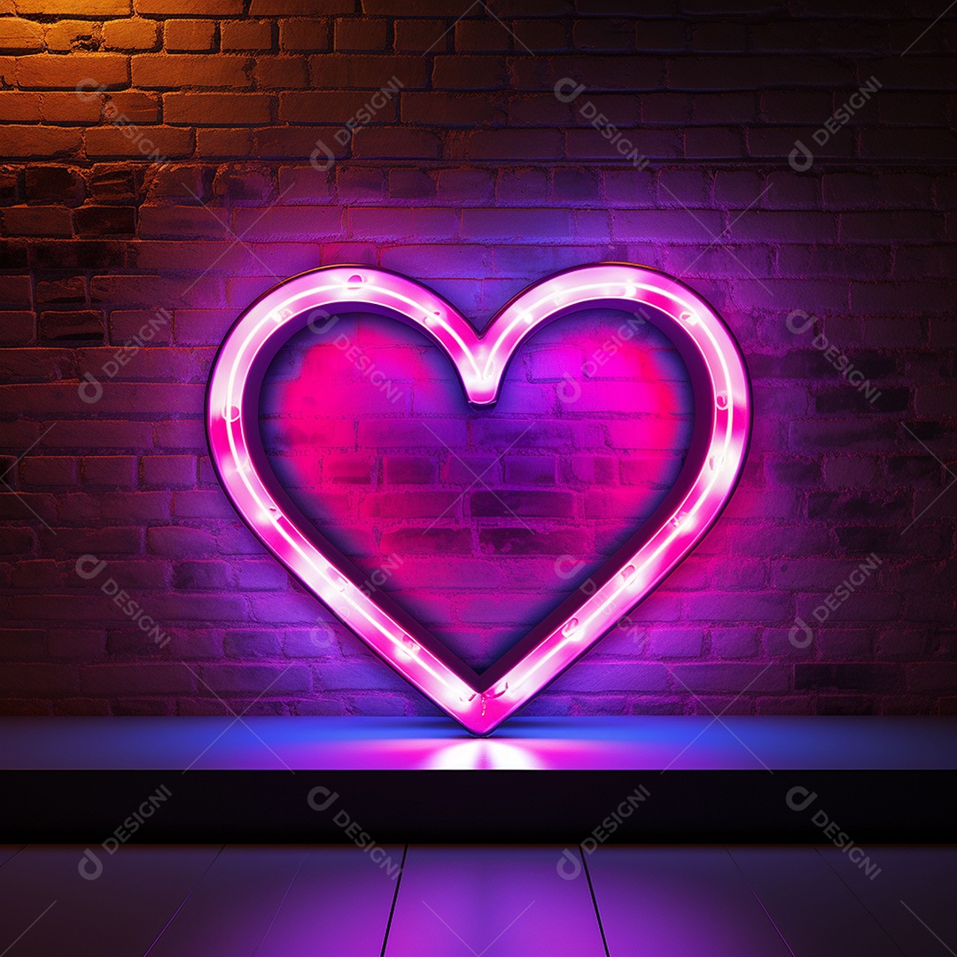 Luzes de neon na parede para corações