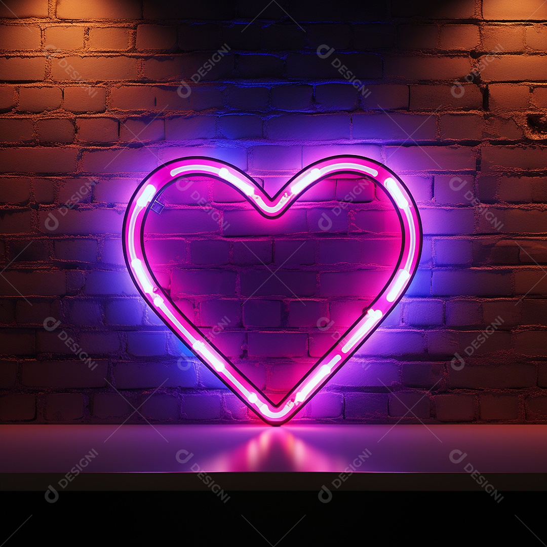 Luzes de neon na parede para corações