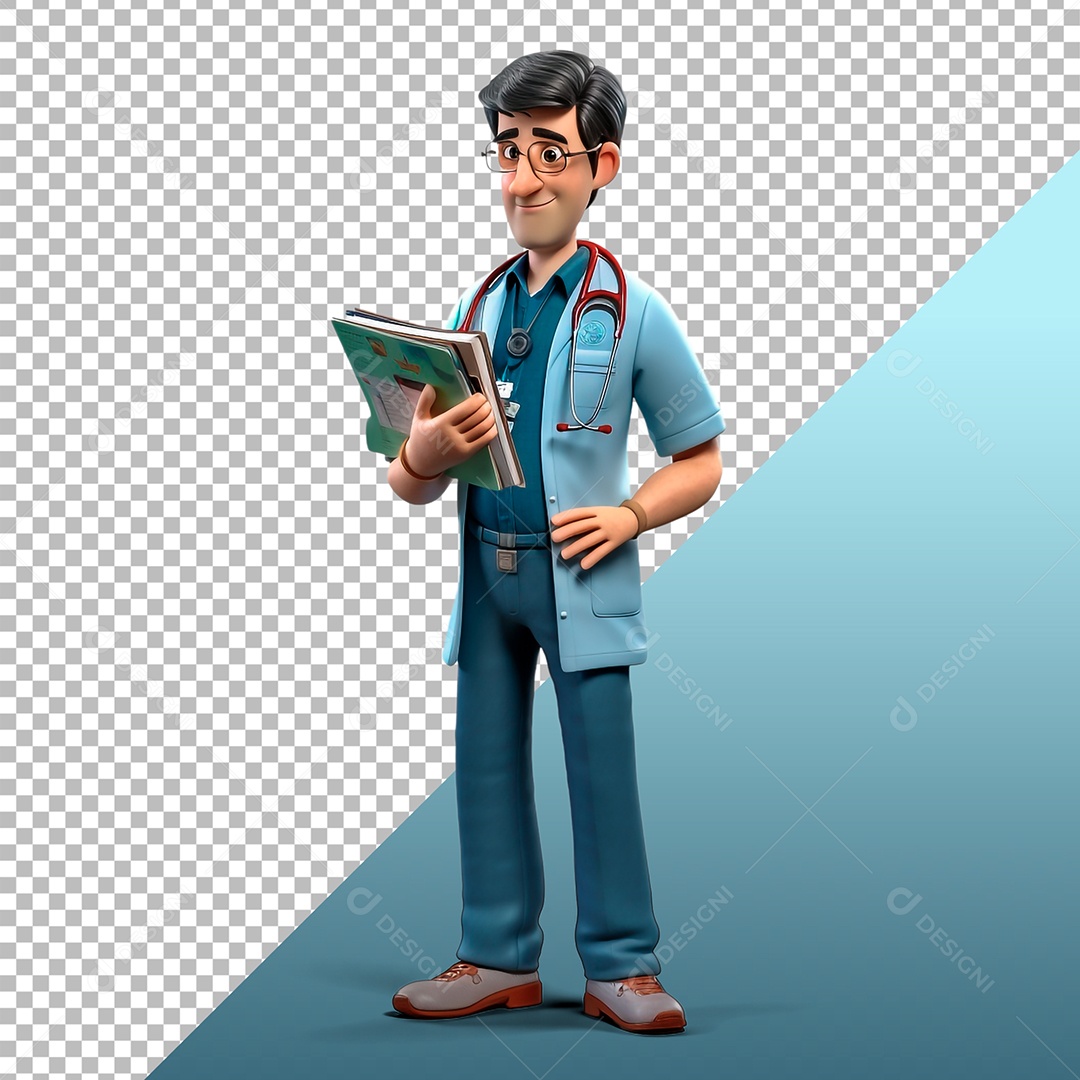 Personagem 3D Médico Para Composição PSD