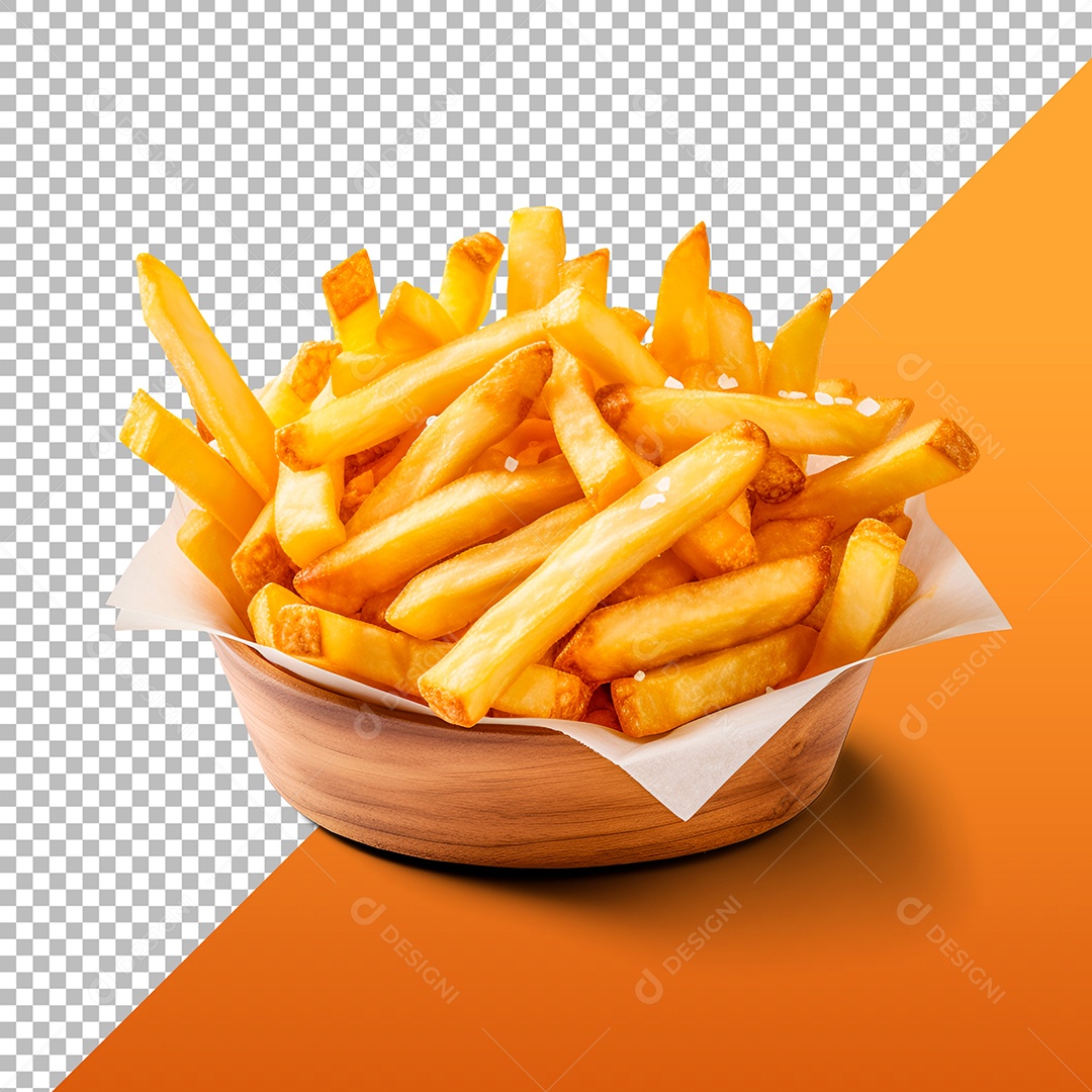 Elemento 3D Batata Frita Para Composição PSD