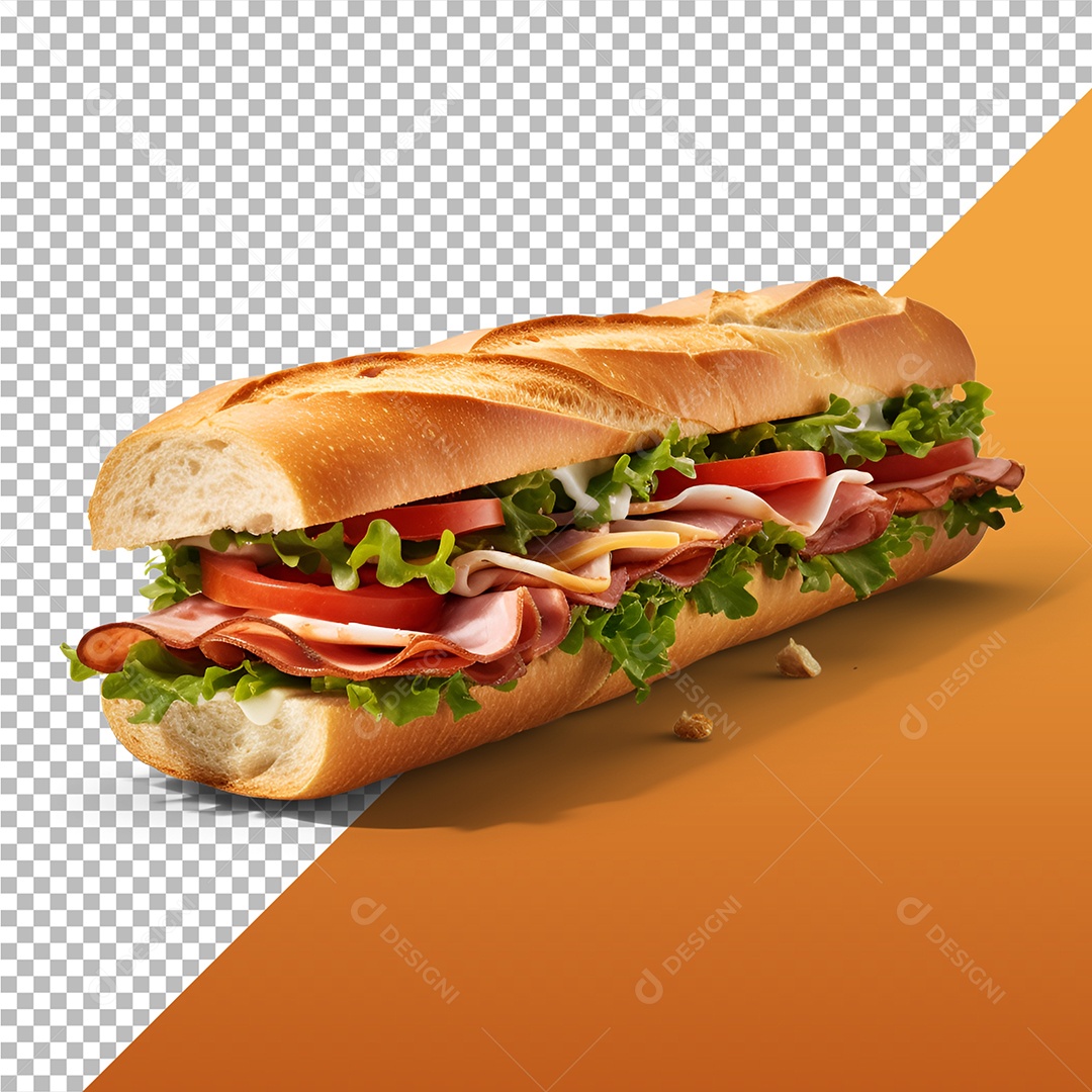 Elemento 3D Sanduíche Natural Para Composição PSD