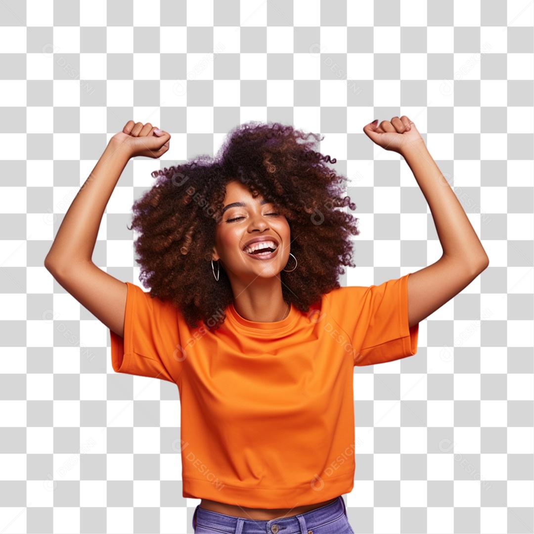 Mulher Pulando e Curtindo Carnaval PNG Transparente