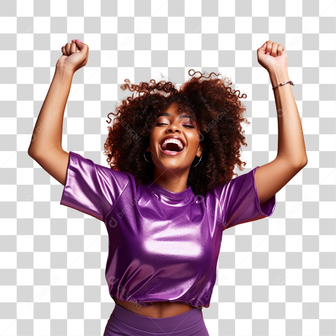 Mulher Pulando e Curtindo Carnaval PNG Transparente