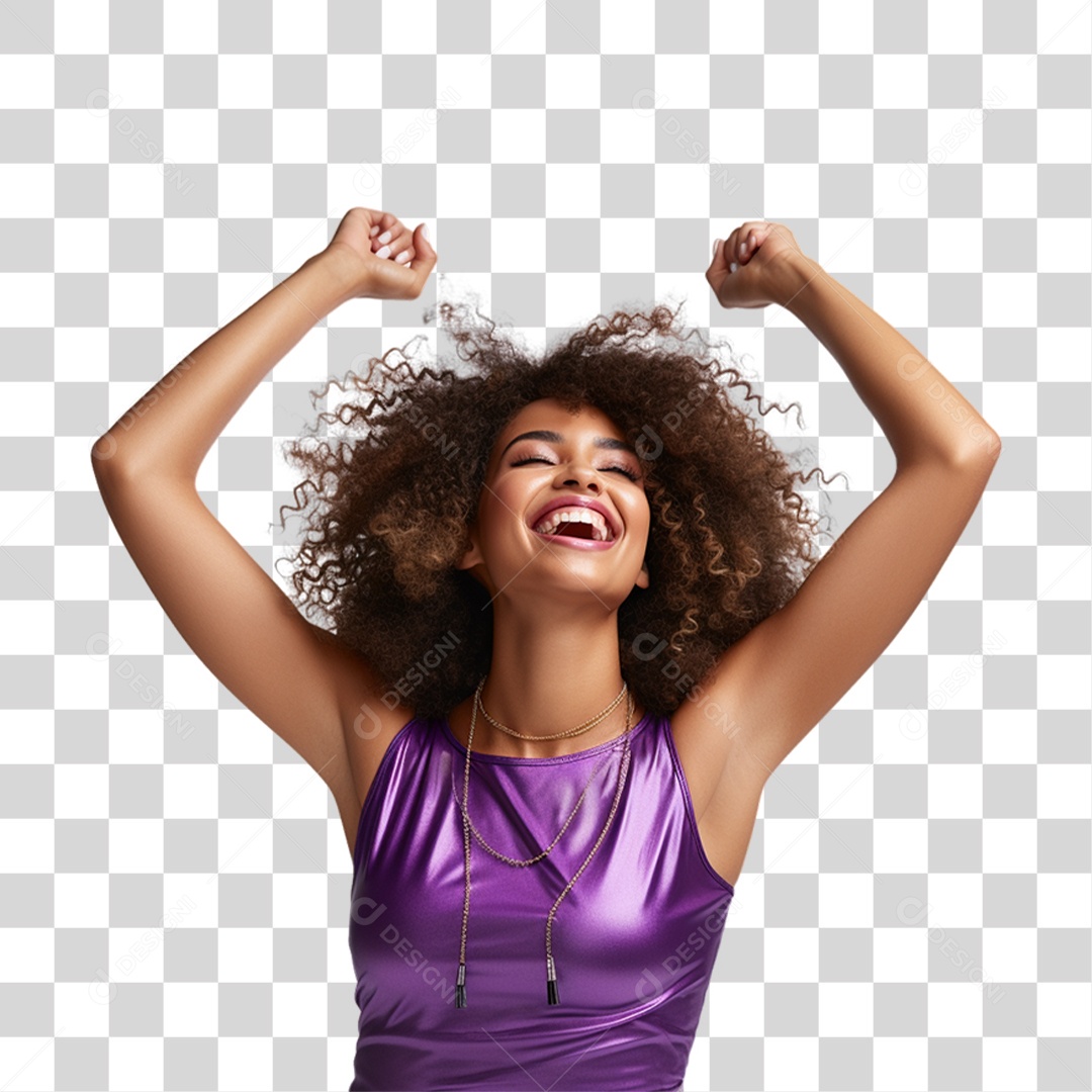 Mulher Pulando e Curtindo Carnaval PNG Transparente