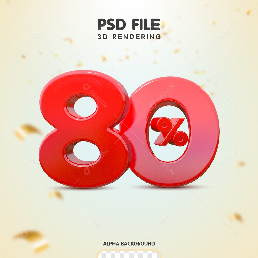 80% Porcento de Desconto Elemento 3D para Composição PSD