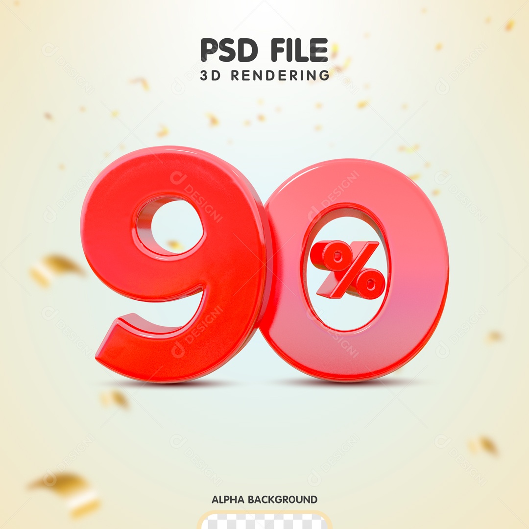 90% Porcento de Desconto Elemento 3D para Composição PSD