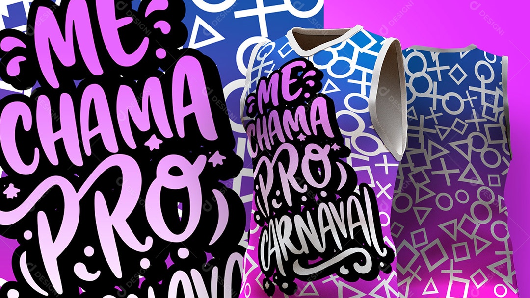 Abadá de Carnaval Estampa de Camisa Texto Me Chama Pro Carnaval Ai + EPS