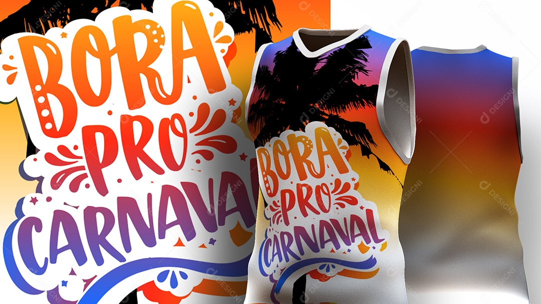 Abadá de Carnaval Estampa de Camisa Texto Bora Pro Carnaval Ai + EPS