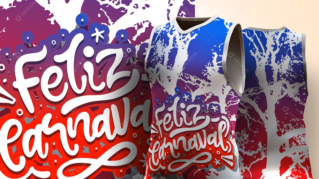 Abadá de Carnaval Estampa de Camisa Texto Feliz Carnaval Ai + EPS