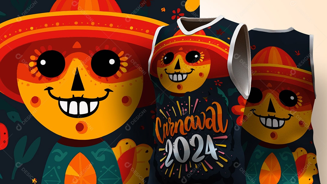 Abadá de Carnaval Estampa de Camisa Texto Carnaval 2024 Ai + EPS