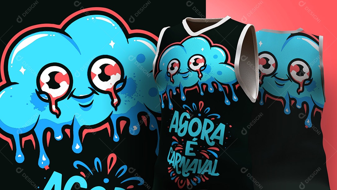 Abadá de Carnaval Estampa de Camisa Texto Agora É Carnaval Ai + EPS