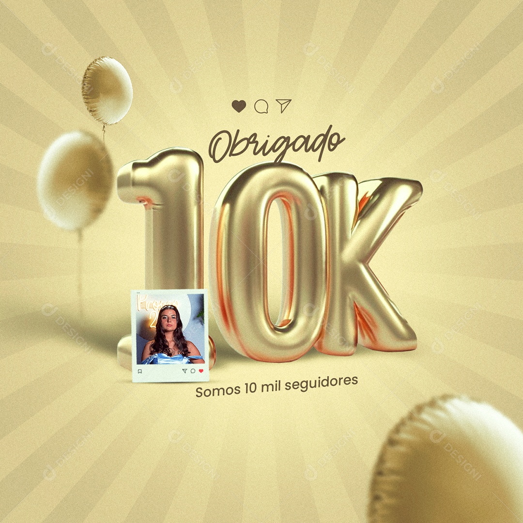 Obrigado 10k Somos 10 mil Seguidores Social Media PSD Editável