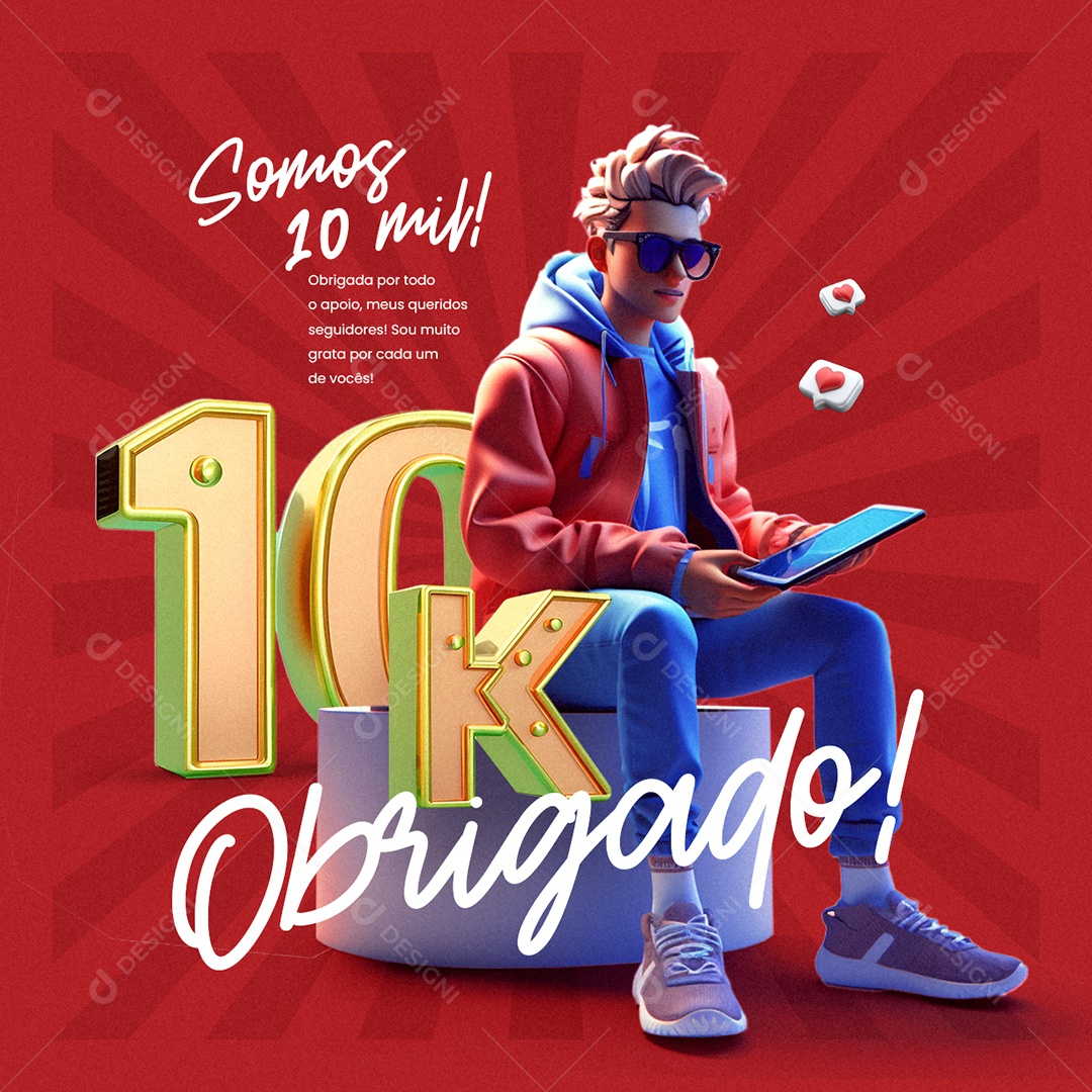 Seguidores Somos 10 mil Obrigado Social Media PSD Editável