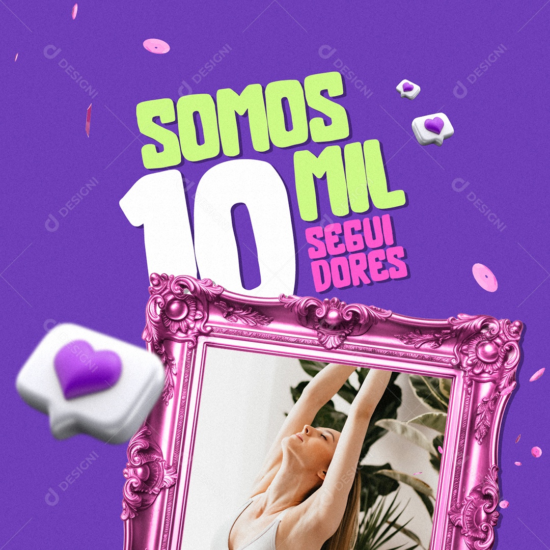 Somos 10 Mil Seguidores Social Media PSD Editável