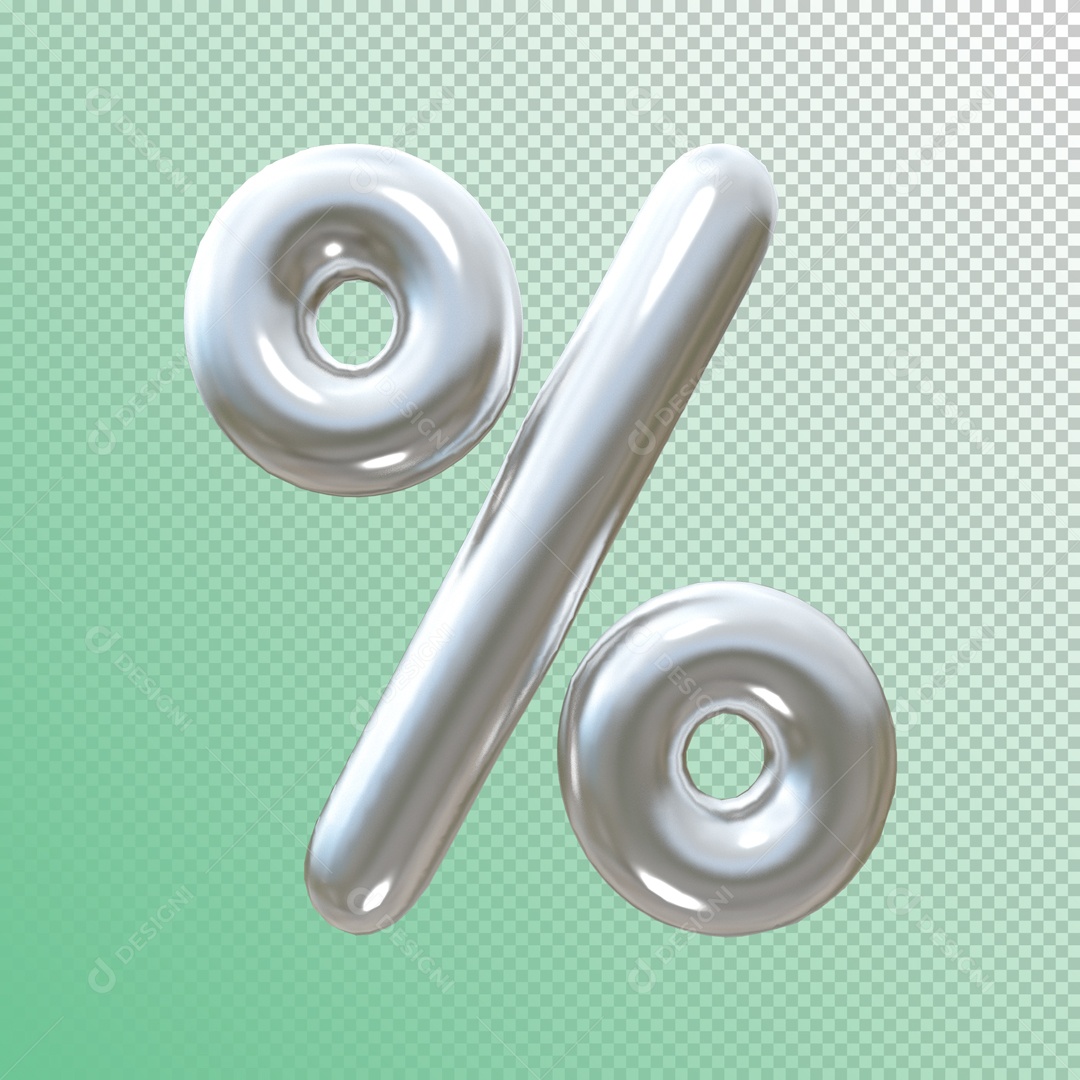 Símbolo de Porcentagem Elemento 3D para Composição PSD