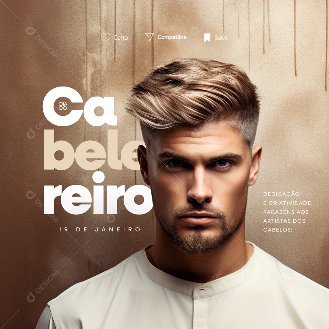 Dia Do Cabeleireiro 19 de Janeiro Dedicação e Criatividade Parabéns aos Artistas Social Media PSD Editável