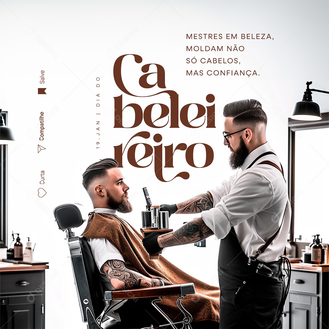 Dia Do Cabeleireiro Mestres em Beleza Moldam não só Cabelos Social Media PSD Editável