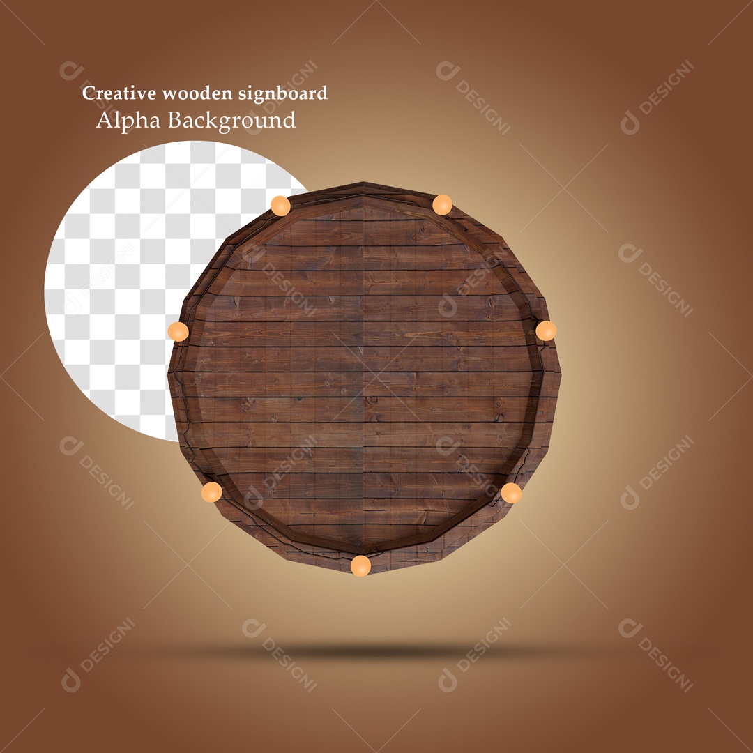 Elemento 3D Moldura De Madeira Circular Para Composição PSD