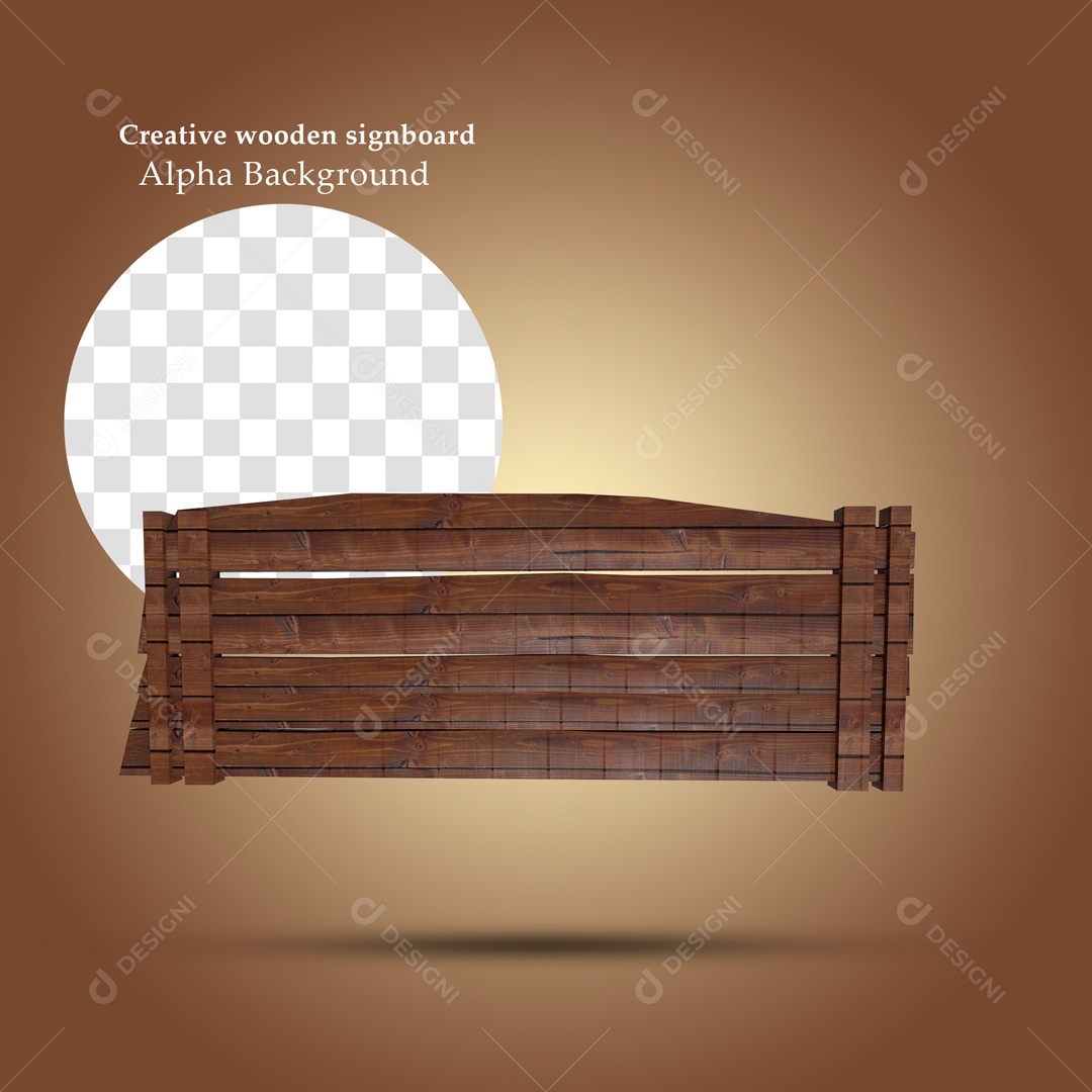 Elemento 3D Moldura De Madeira Retângular Para Composição PSD