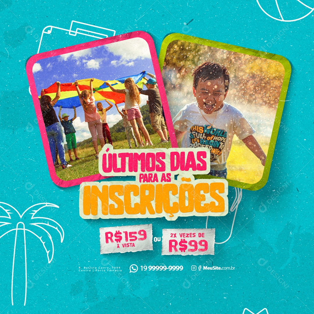Colônia De Férias Últimos Dias para as Inscrições Social Media PSD Editável
