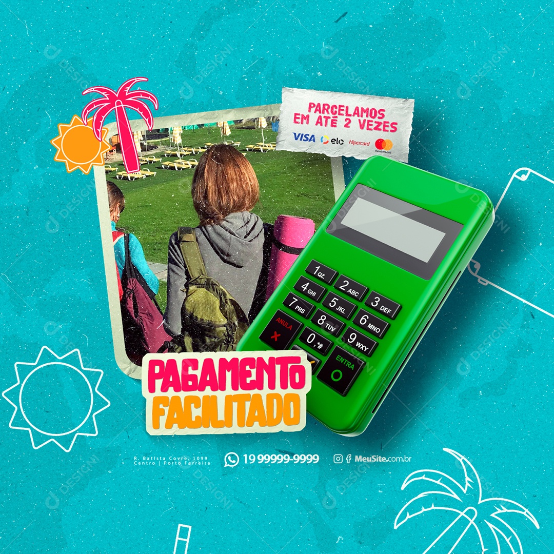 Colônia De Férias Parcelamentos em até 2 vezes Pagamento Facilitado Social Media PSD Editável