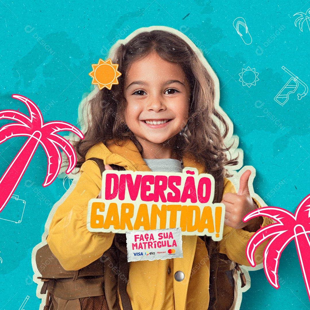 Férias Diversão Garantida Faça Sua Matrícula Social Media PSD Editável