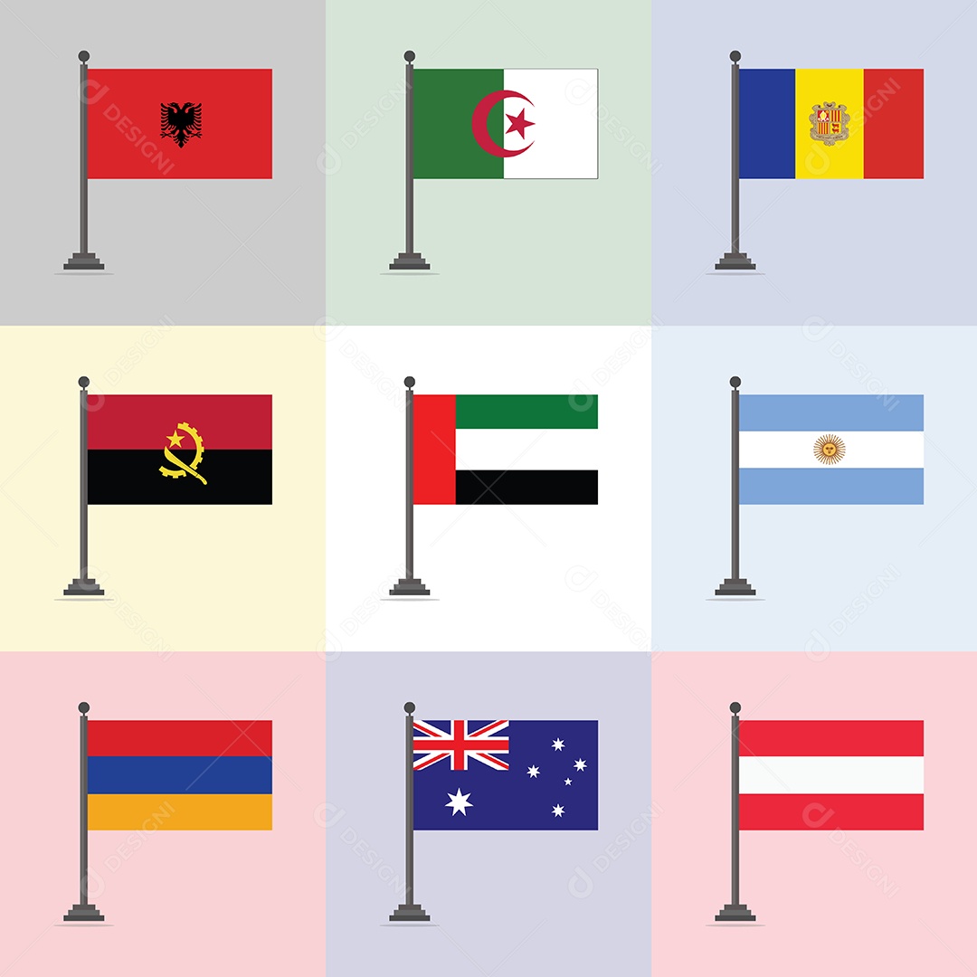 Conjunto de Bandeira de Países Ilustração Vetor EPS