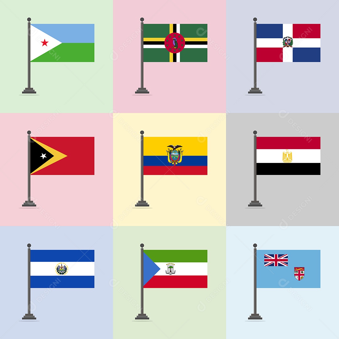 Conjunto de Bandeira de Países Ilustração Vetor EPS