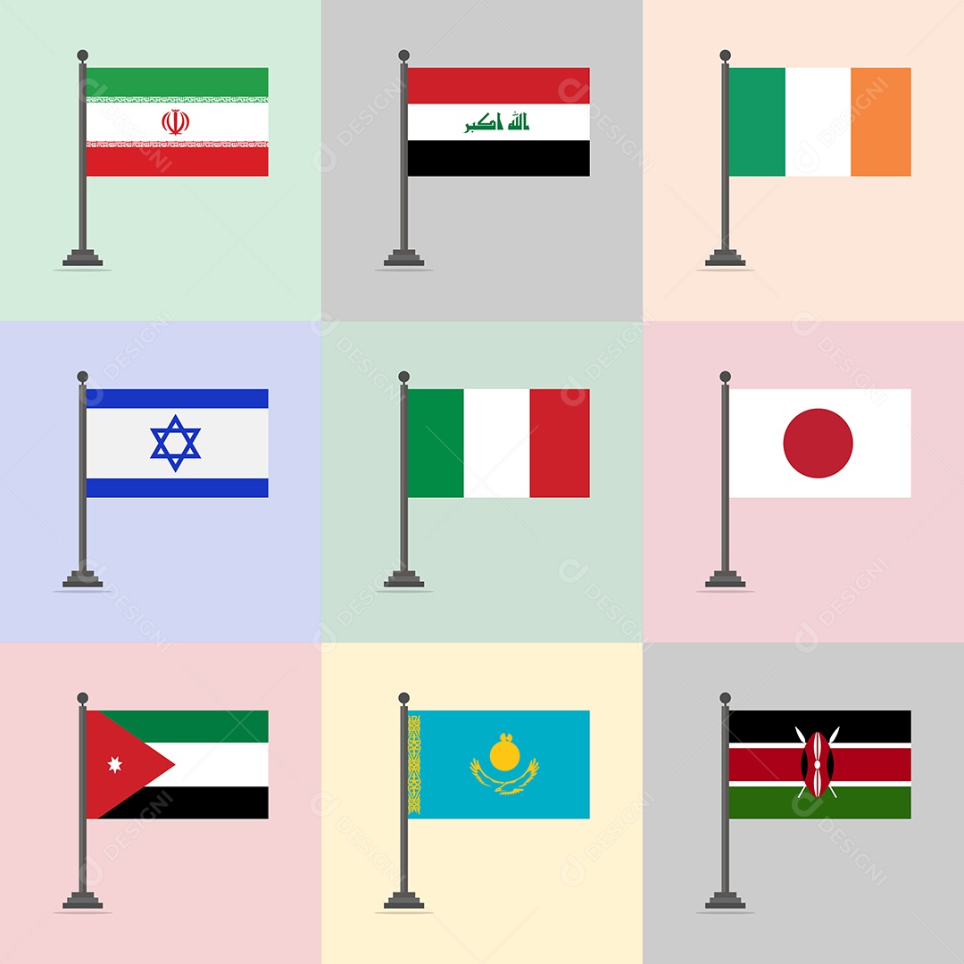 Conjunto de Bandeira de Países Ilustração Vetor EPS