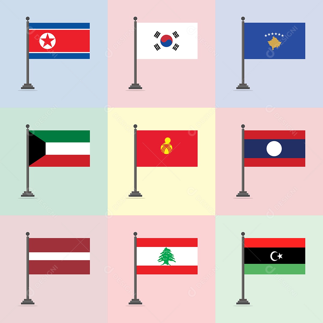 Conjunto de Bandeira de Países Ilustração Vetor EPS