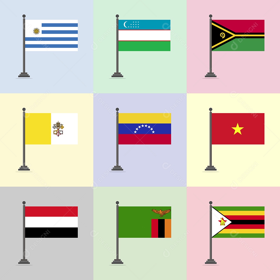 Conjunto de Bandeira de Países Ilustração Vetor EPS