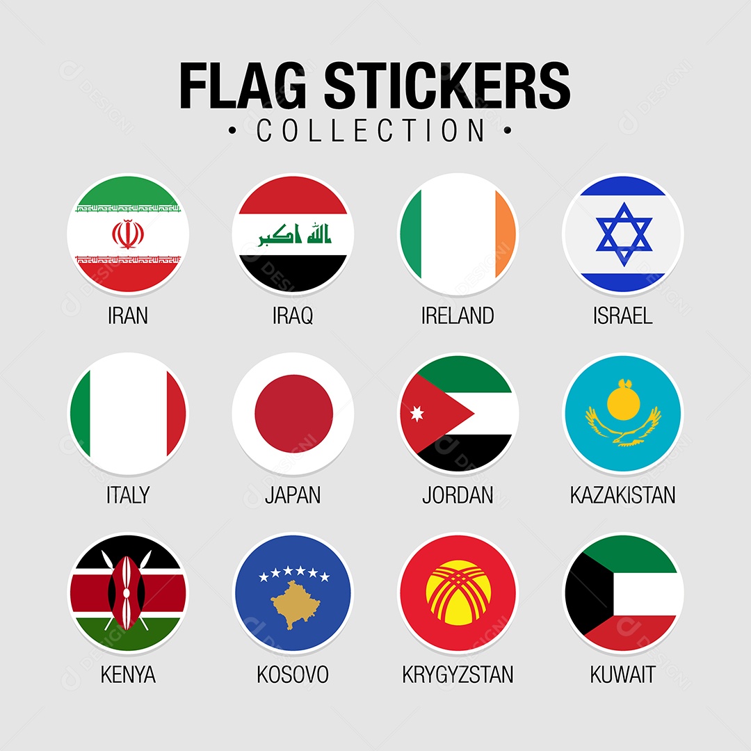 Conjunto de Etiquetas de Bandeiras de Países Vetor EPS