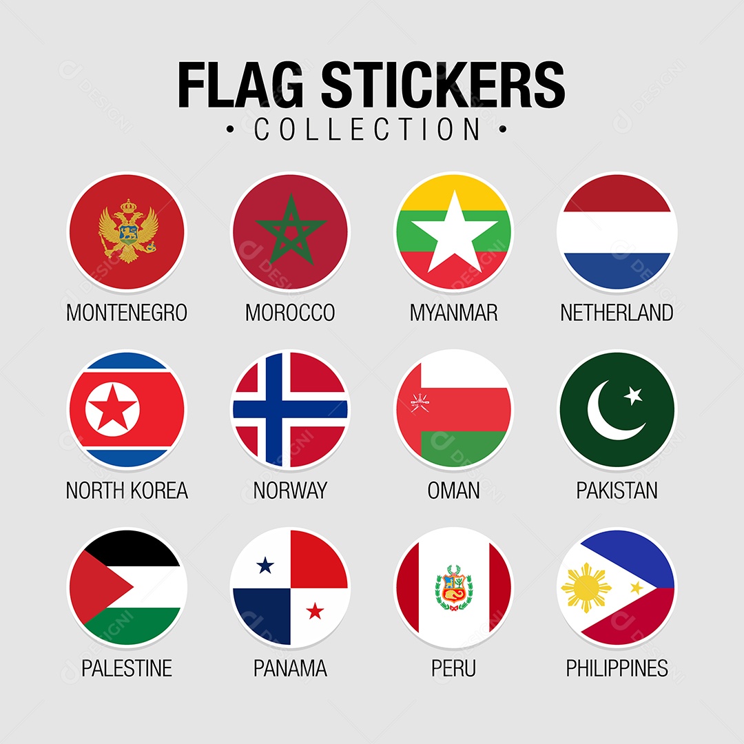 Conjunto de Etiquetas de Bandeiras de Países Vetor EPS