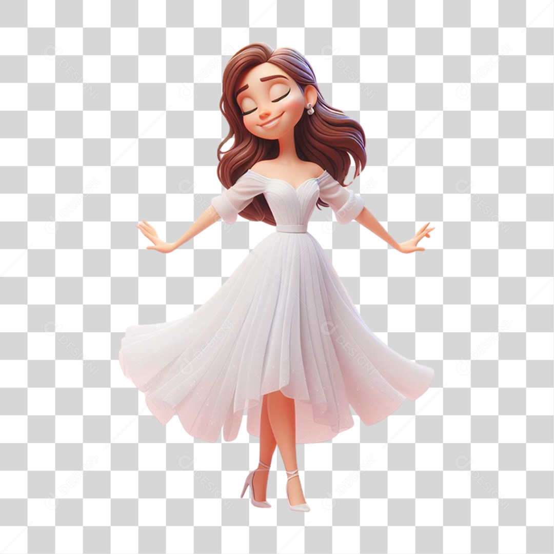 Personagem 3D mulher Cartoon PNG Transparente
