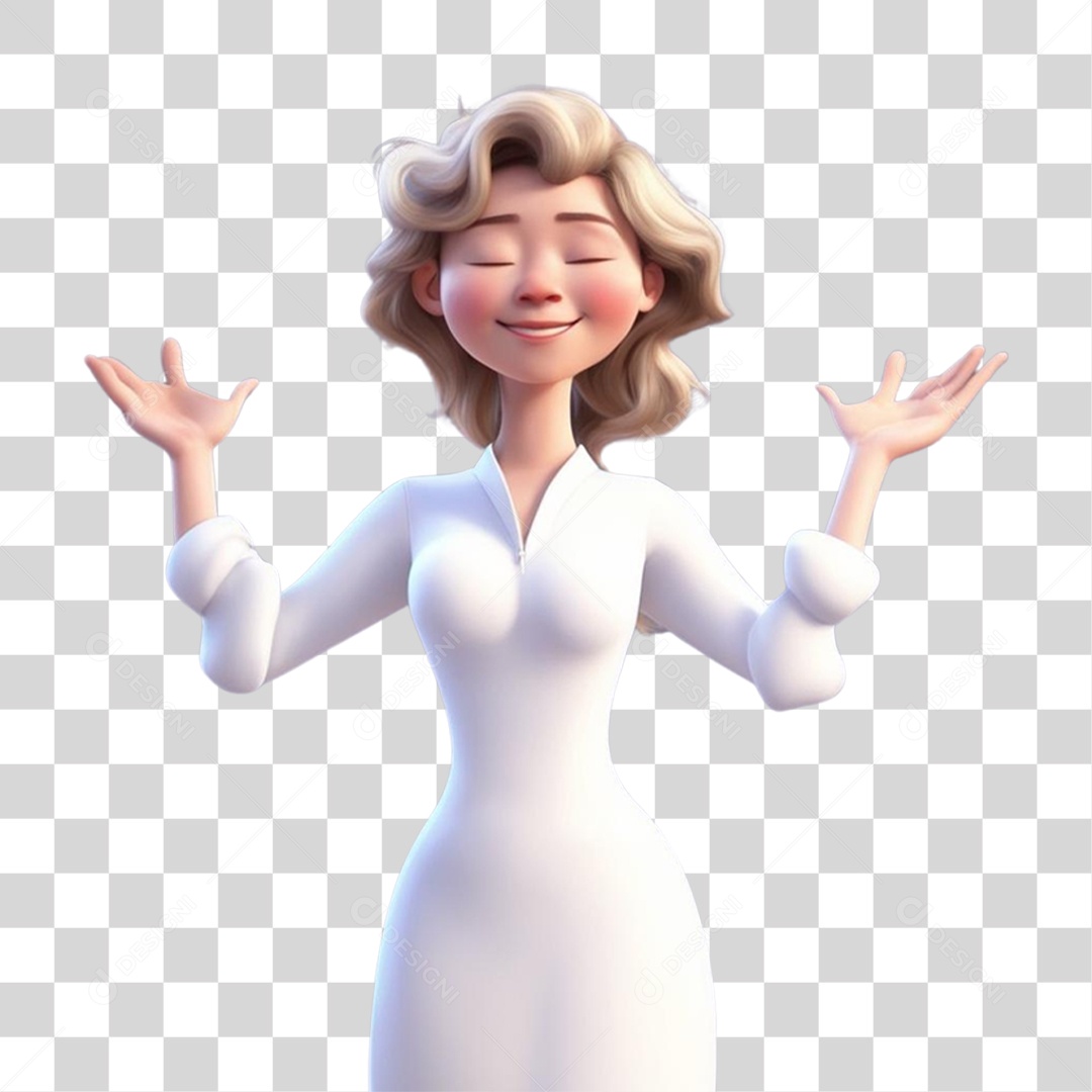 Personagem 3D mulher Cartoon PNG Transparente