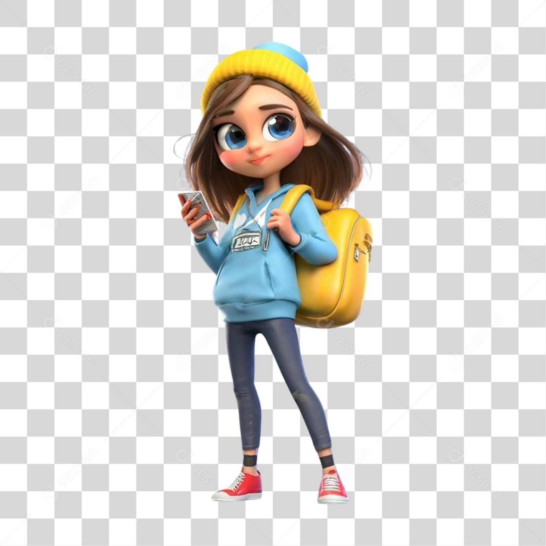 Personagem 3D  Volta ás Aulas PNG Transparente