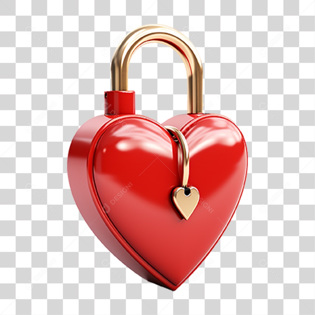 Cadeado de Coração PNG Transparente