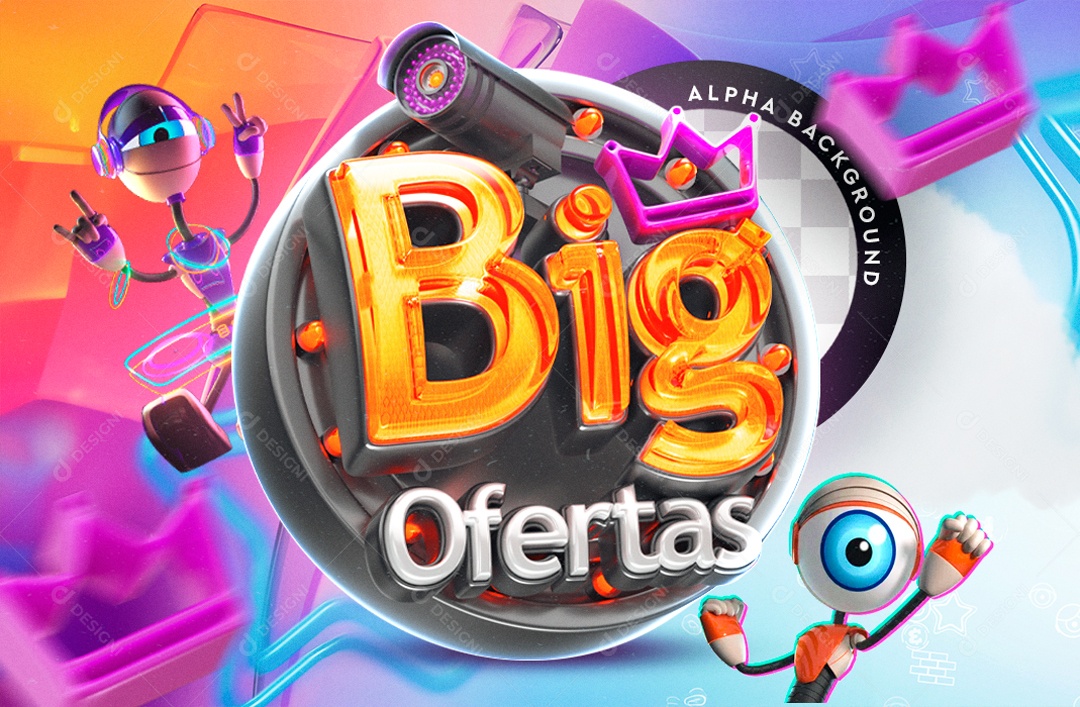 Selo 3D Big Ofertas Para Composição PSD
