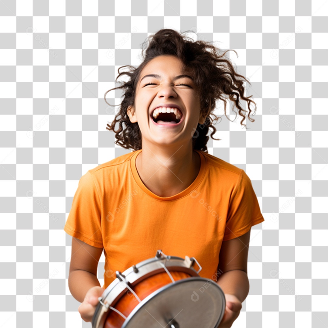 Mulher com Instrumentos Para Carnaval PNG Transparente