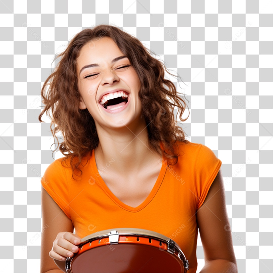 Mulher com Instrumentos Para Carnaval PNG Transparente