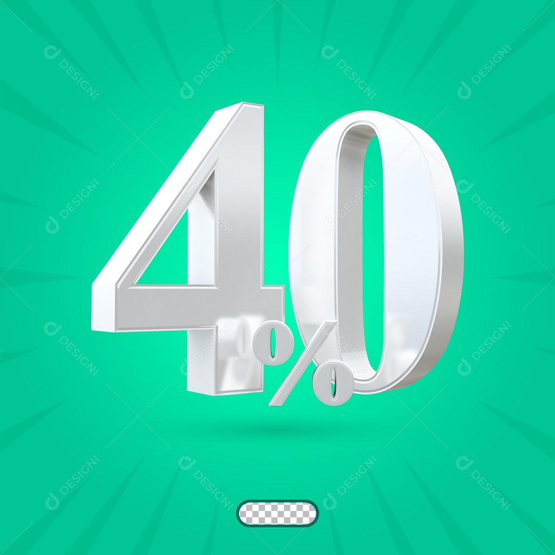 40% Porcento de Desconto Elemento 3D para Composição PSD