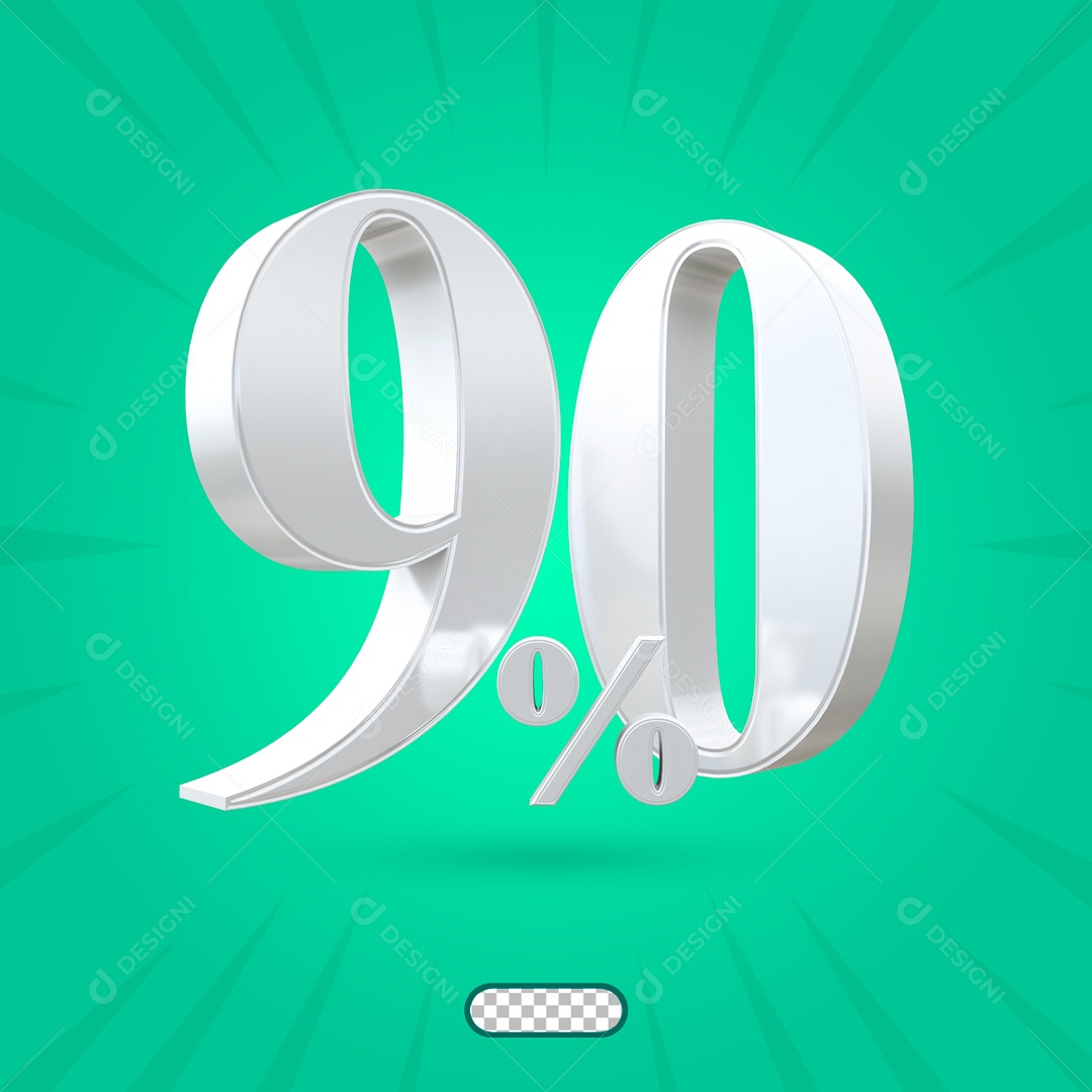 90% Porcento de Desconto Elemento 3D Branco para Composição PSD