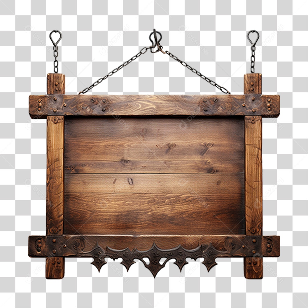 Placa de Madeira Medieval PNG Transparente