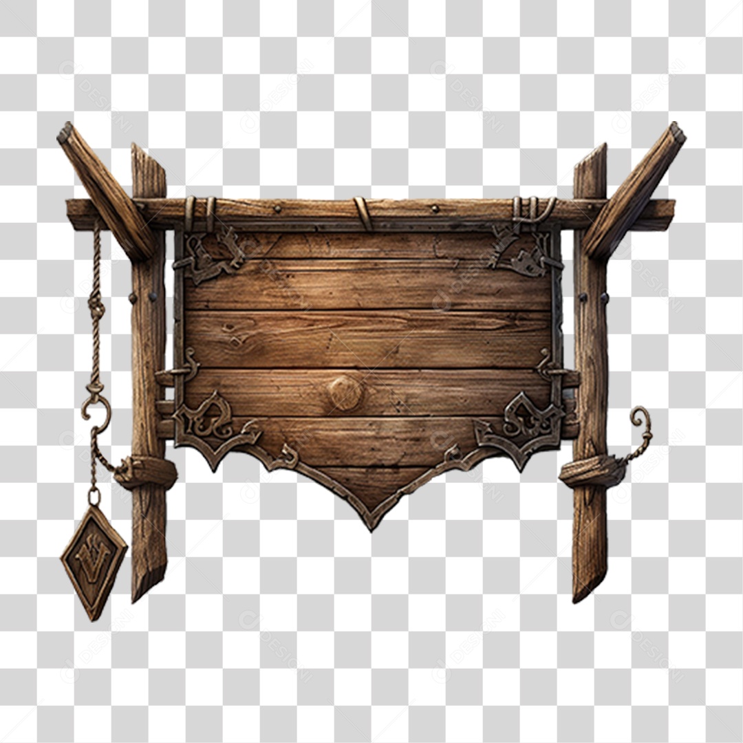 Placa de Madeira Medieval PNG Transparente