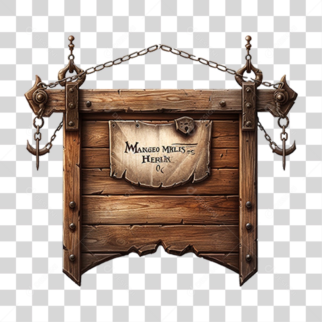 Placa de Madeira Medieval PNG Transparente