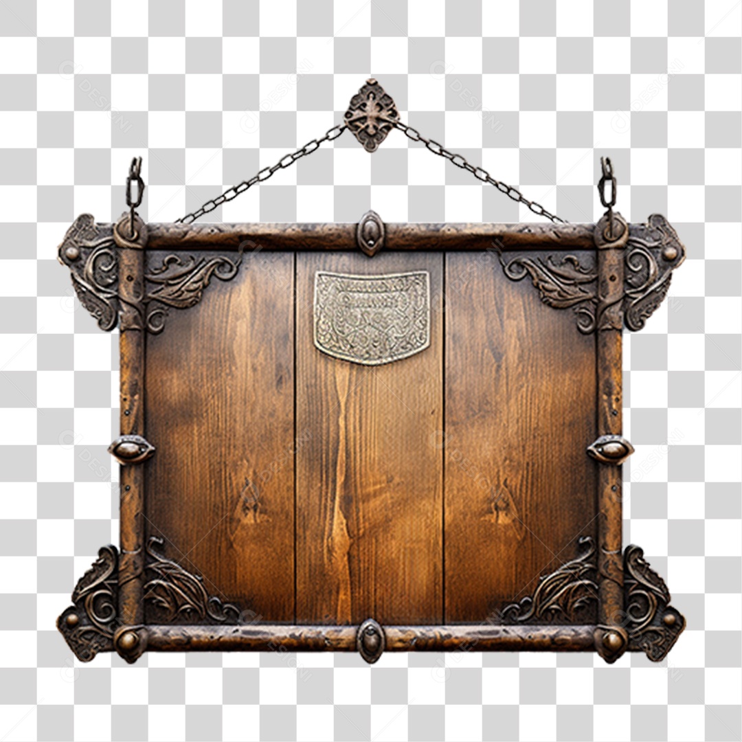 Placa de Madeira Medieval PNG Transparente
